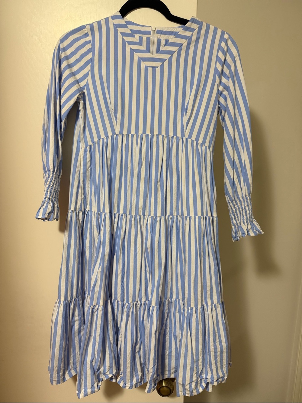 Dainty Jewells Blue & White Striped Tiered Girls Dress